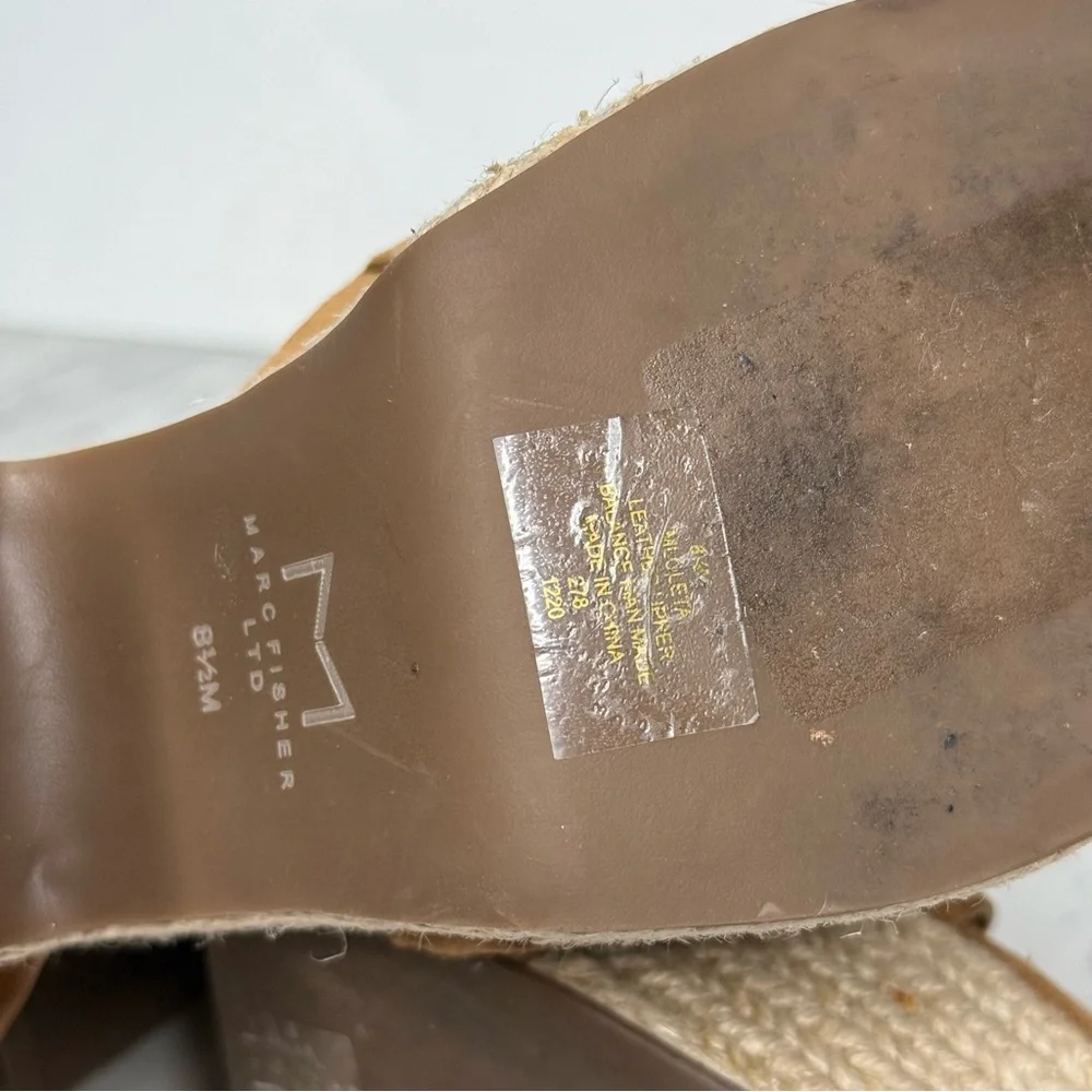 Marc Fisher Oleta Brown Suede Espadrille Platform Heeled Sandal 8 1/2 M